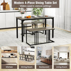 Giantex 4-Piece Dining Table Set for 4, Modern Kitchen Table and Chairs, Nesting Furniture Set with Bench & 2 Stools, Space-Saving Desk Set, Dinette Set for Small Place, Dining Room Restaurant (Grey)