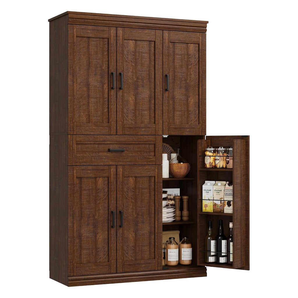 Garvee 70" Tall Kitchen Pantry Storage Cabinet,Modern Kitchen Hutch Cabinet | with Doors and Shelves, Freestanding Food Pantry with Large Storage Drawer for Dining Room and Household Organization