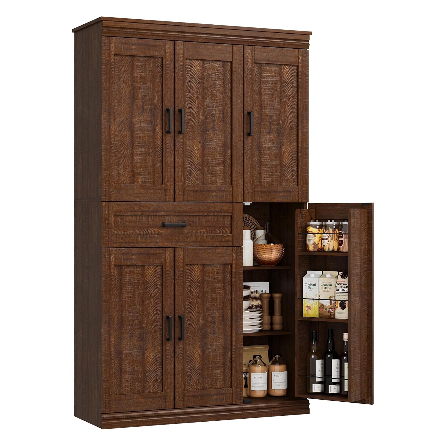 Garvee 70" Tall Kitchen Pantry Storage Cabinet,Modern Kitchen Hutch Cabinet | with Doors and Shelves, Freestanding Food Pantry with Large Storage Drawer for Dining Room and Household Organization