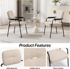 HENGJIANYI Accent Chair Dining Chair Set of 2, Chenille Upholstered Armchair Reading Side Chair, Comfy Living Room Chair with Black Metal Legs for Bedroom Waiting Room, Beige