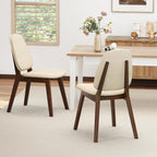 GOFLAME Upholstered Dining Chairs Set of 2, Mid-Century Modern Kitchen Chairs with Padded Seat, Ergonomic Curved Backrest, Rubber Wood Legs, Accent Side Chairs for Dining Room, Living Room, Study