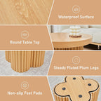 Nesting Coffee Table Set of 3, Fluted Round Nesting Tables Mid Century Modern Coffee Table Boho Wooden Accent End Table Set for Living Room Home Office Small Space