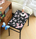 YihuiKo Small Camping Table, Vintage French Butterfly Pattern Folding Table | Adjustable Height, Lightweight Portable Folding Table, For Patio/Garden/Travel/Living Room, Carry Handle, Storage Net