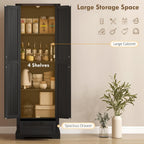 HOMCOM 71" Tall Kitchen Pantry, Farmhouse Storage Cabinet with Barn Doors, Drawer and Adjustable Shelves, Freestanding Food Pantry Cabinet for Kitchen, Dining Room, Black