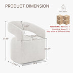KISLOT Upholstered Dining Chairs Set of 4, Modern Arm Kitchen & Dining Room Chairs with Hidden Casters, Linen Fabric Padded Rolling Chairs, Sturdy Wood Frame, 300 lbs Capacity, Beige