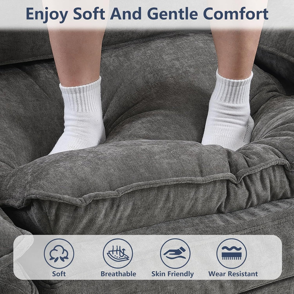U Shaped Modular Sectional Couch, Comfy Sofa for Living Room | Comfortable Foam Cushions, Sturdy Frame, Appealing Look, Easy Assembly, Soft Chenille Fabric, Movable Ottoman, Dark Gray