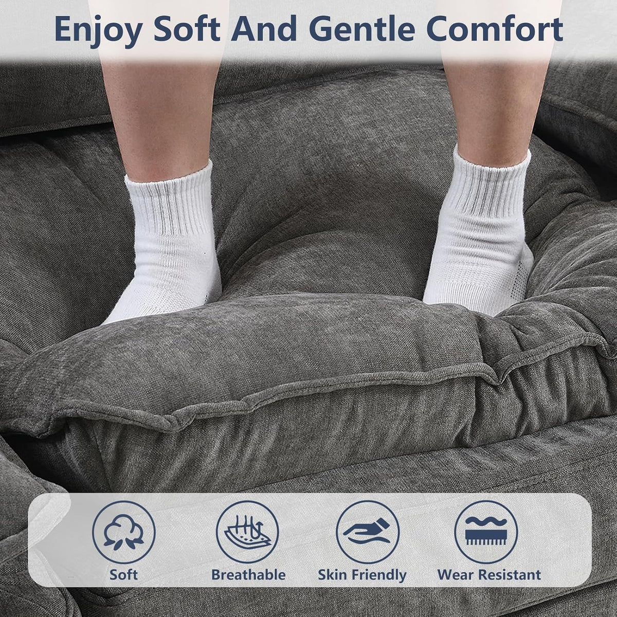 U Shaped Modular Sectional Couch, Comfy Sofa for Living Room | Comfortable Foam Cushions, Sturdy Frame, Appealing Look, Easy Assembly, Soft Chenille Fabric, Movable Ottoman, Dark Gray