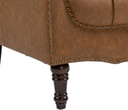 PU Leather Accent Chairs Set of 2, Comfy Club Chair Upholstered Armchair for Living Room, Button Tufted Arm Chair Retro Single Sofa Side Reading Seat for Bedroom (Brown)