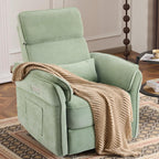 Power Recliner Rocking Chair with Adjustable Arms and Headrest,Green Fabric | Swivel electric glider,nursing chair glider for nursery, storage bags and USB port included, FSC certified