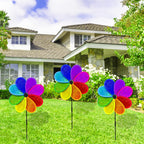 4PCS Flower Wind Spinner Sparkly Lawn Pinwheel 11.8 inch Colorful Rainbow Garden Windmill for Garden, Party, Outdoor, Yard Decor