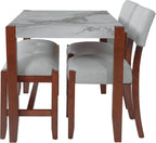 Merax 4 Piece Dining Table Set, Faux Marble Table and 2 Upholstered Chairs 1 Bench, 4 Person Dinette Set for Kitchen, Dining Room, Space-Saving, Beige