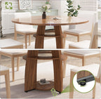 Jojoka 47 Inch Round Dining Table for 4-6 People, Wooden Kitchen Table with Sturdy Pedestal Base, Small Dining Table, Round Table for Dining Room & Living Room, Easy Assembly – Walnut Brown