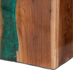 Bali & pari ANAN Teak Wood Epoxy Resin End Table - Live Edge Cube Side Table, Handcrafted Modern Rustic Accent Table for Living Room or Bedroom, Cube