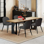 Dining Chairs Set of 2, Upholstered Chenille Dining Room Chairs with Black Metal Legs, Modern Armless Kitchen Chairs with Curved Backrest for Dining Room Kitchen Living Room, Black