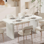 Tribesigns Dining Table for 4-6, Rectangular Wood Kitchen Tables with Double Pedestal, 62-Inch Dinner Tables for Dining Room, Living Room, Easy Assembly, Only Table (White)