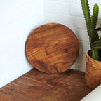 Natural Round Teak Wood Slice Slab 15.6"x15.6"x1.98" Live Edge Hand Crafted Varied Shapes Solid Wood Slab Handmade Wooden Board Resin End Table Slab Side Table Top Wall Home Décor