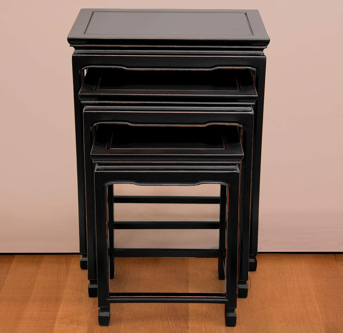Red Lantern Rosewood Nesting Tables - Antique Black