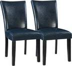 Parsons Dinning Chairs Set of 4 with Solid Wood Legs, Faux Leather Kitchen Accent Side Chairs with Upholstered Seat, 38.6"H x 25.4"L x 19.3"W, Holds Up to 300 Lbs,Easy Assembly Dark Blue CY1331BL