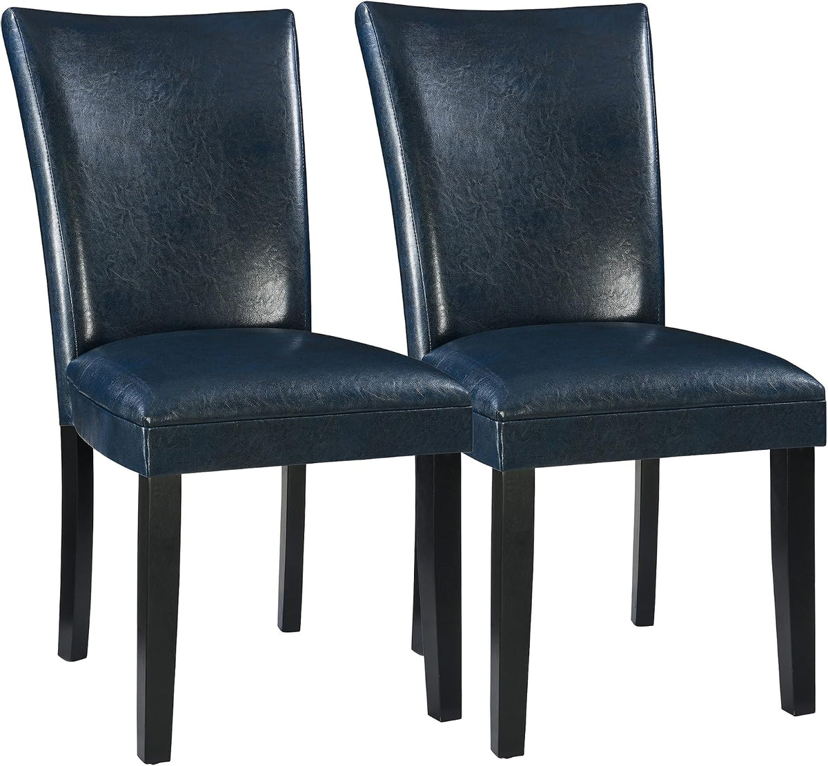 Parsons Dinning Chairs Set of 4 with Solid Wood Legs, Faux Leather Kitchen Accent Side Chairs with Upholstered Seat, 38.6"H x 25.4"L x 19.3"W, Holds Up to 300 Lbs,Easy Assembly Dark Blue CY1331BL