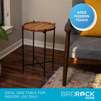 BIRDROCK HOME Folding Side Table with Removable Wood Tray - Modern Accent, Foldable End Table for Living Room, Bedroom - Portable Serving Tray for Decoration, Coffee, Drinks & Food - Natural Acacia