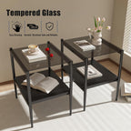 Glass end Table Set of 2,Living Room Glass Side Table,Glass Bedside Table,Suitable for Living Room, Bedroom