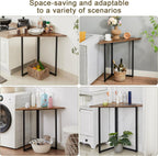 VECELO Corner Shelf, End Side Tables, Triangle Shelves with Metal Frame for Small Space, Living Room, Kitchen, Bathroom