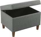 Spatial Order Home Decor | Dinah Collection Modern Storage Ottoman | Ottoman with Storage for Living Room & Bedroom (Cool Light Gray)