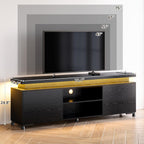 IRONCK TV Stand Entertainment Center with LED Lights for 85 inch | Power Outlet, Cabinets and Adjustable Shelf. USB ports, Type-C and 4.9ft power cord. Hold TVs up to 65, 70, 75, 85 inches.
