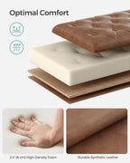SONGMICS Storage Ottoman, 46.5 Inches Long Bed End Stool, Solid Wood Legs | Buttons Decoration, Non-Slip Foot Pads, 330.7 lb Load Capacity, Coffee Brown, MACEO Collection ULOM071K01