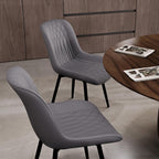 Rowill Dining Chairs Set of 2 Modern Faux Leather Kitchen Chairs with Thickened Metal Frame, Scratch-Resistant Upholstery,Widened Seat & Anti-Slip Pads, Cushioned Backrest for Kitchen,Dusty Blue