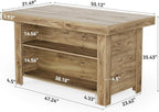 LITTLE TREE 55 Inches Kitchen Island with Storage, 3-Tier Farmhouse Wooden Stationary Island Table with Large Worktop & Leg Room, Modern Coffee Bar Table with Storage Shelf for Kitchen, Oak