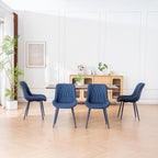 YOUNIKE Faux Leather Dining Chairs Set of 2 Mid-Century Modern High Padded Back Comfy Upholstered Kitchen Chairs with Metal Legs Wide Seat Accent Side Chair for Dining/Living/Waiting Room Navy Blue