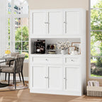 BOTLOG 72" Kitchen Pantry Cabinet, Kitchen Hutch with Microwave Stand, Buffet Cabinet with Hutch for Dining Room, White | 2 Drawers, Large Capacity, 47.2-inch wide Countertop, Kitchen Hutch utch for Dining Room (White)