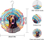 Labrador Retriever Wind Spinner Pet Dog Memorial Gifts 3D Metal Kinetic Hanging Wind Sculpture Spinners for Yard and Garden Indoor Outdoor Window Garden Decoration 8 Inch (Labrador Retriever 1)