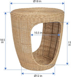 Kouboo- Naya Wicker Sidetable & Endtable for Livingromm or Bedroom, Natural