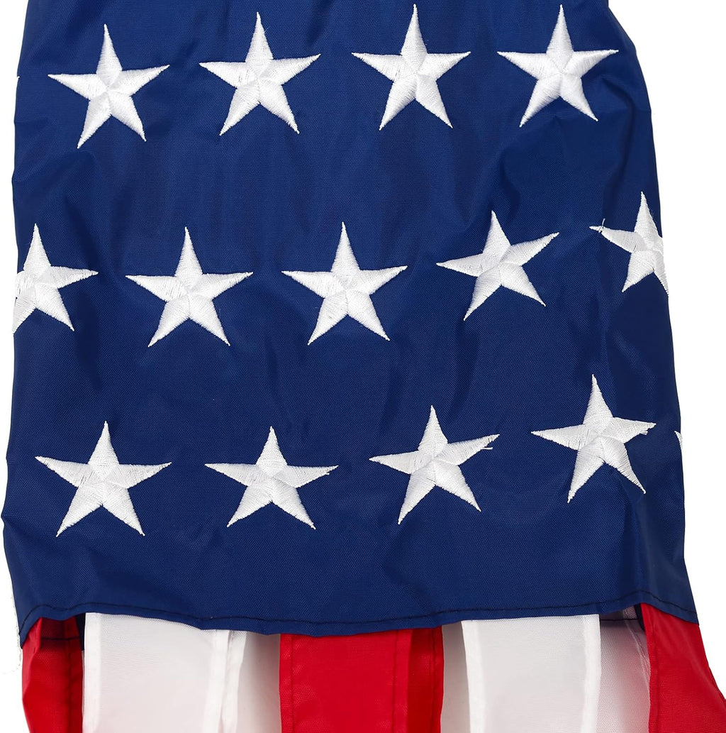 American Flag Windsock, 4th of July Patriotic Decorations, Embroidered Stars - Fade Resistant Patriotic Wind Socks Decorations 40 Inch