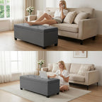 DUMOS Upholstered Storage Bench, End of Bed Ottoman, Extra Large 46.5 Gal (176L) Internal Volume, Foot Stool for Bedroom, Living Room, Sturdy Storage Chest, Dark Grey, 43.3" L x 15.7" W x 15.7" H