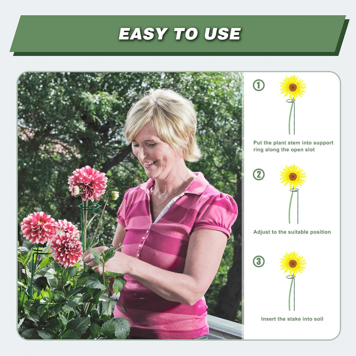 Joyhalo 20 Pack Plant Support Stakes 24 Inch, Plant Stakes, Flower Stakes with 24 Twist Ties, Garden Sticks for Plants Iris, Dahlia, Gladiolus, Amaryllis, Rose, Sunflower, Tomato, Sapling Etc