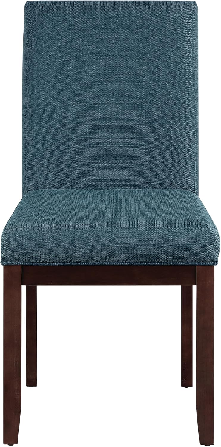 OSP Home Furnishings Dakota Upholstered Parsons Dining Chair with Espresso Finish Wood Legs, Azure Blue Fabric