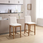 Kmax 30 Inch Bar Stools Set of 2 with Back Support, Linen, Cream | Farmhouse, Wooden Frame, Armless, Upholstered