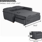Serta Galway 66.5" Convertible Sleeper Loveseat, Full Size, Dreamcoil Comfort, FingerGuard Pinch Point Protection, Boucle Fabric, Charcoal