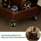 100% Solid Wood Lift Top End Table with Swivel Top, Sofa Couch Table with Wheels, Small Bedside Table for Living Room, Recliner and Small Places(Walnut, Fully Assembled Furniture)
