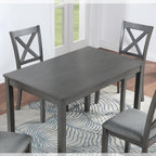 Knocbel Classic 4-Person Dining Table for Small Space, Wooden Apartment Condo Pub Bistro Kitchen Dining Furniture, Standard Height (Gray Rectangular 30" H)