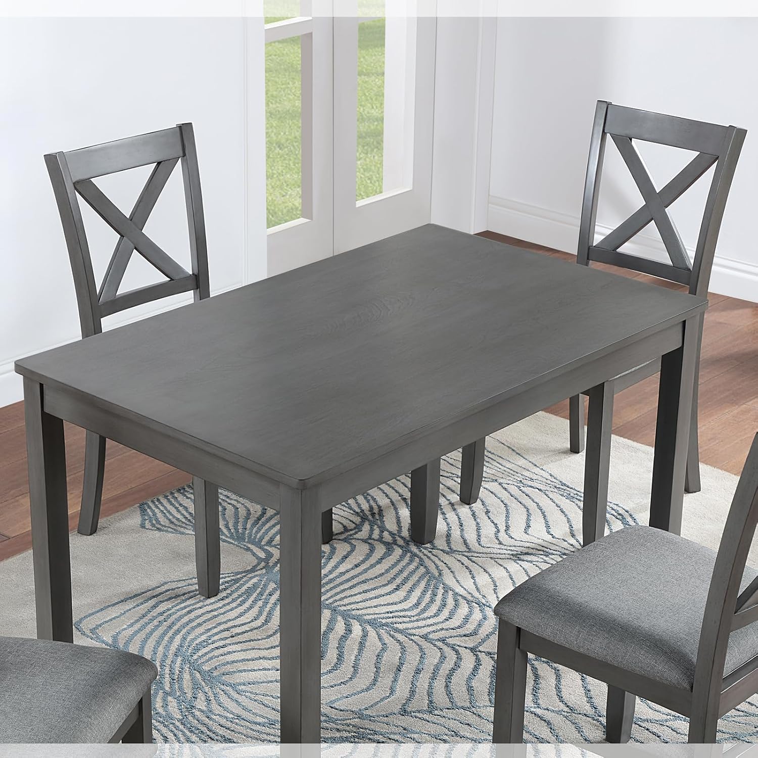 Knocbel Classic 4-Person Dining Table for Small Space, Wooden Apartment Condo Pub Bistro Kitchen Dining Furniture, Standard Height (Gray Rectangular 30" H)
