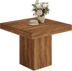 Tribesigns 39-Inch Square Dining Table for 4, Farmhouse Small Kitchen Dinner Eating Table with Sturdy Pedestal Base, Wooden Dining Room Furniture for Dining Room, Kitchen, Apartments (Walnut)