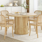 43.3'' Round Dining Table with Hidden Storage Space, Wooden Circle Kitchen Dinner Table for Dining Room Living Room, Easy Assembly, Natural