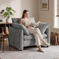 Elegant Oversized Accent Chair for Living Room, 42.1", Chenille, Gray | Modern Upholstered Piping Single Reading Armchair with Cushion Backrest and 2 Pillows for Bedroom, Office, Reception Area