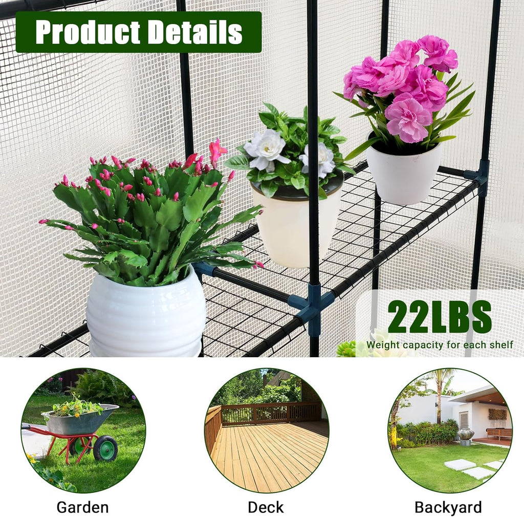 Greenhouse for Outdoors,Walk in 3-Tier 6 Shelves Green House w/ Roll-Up Zippered Door Anchors and Ropes,Waterproof & UV Protected Plant Garden Hot House for Garden Patio Backyard,57 x 57 x 76''