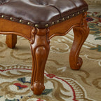 Foot Stool Ottoman Foot Rest Microfiber Leather Upholstered Footstool for Sofa, Living Room, Entryway, Solid Wood Stool (Retro Brown)