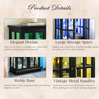 32" H LED Accent Curio Cabinet with 7 Color Lights for Collectibles, Modern Storage Cabinet with Tempered Glass Doors, (Black)